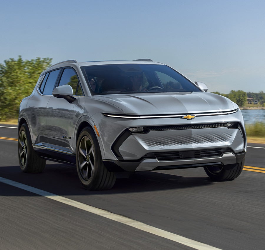 Image of Grey 2025 Chevrolet Equinox-EV driving